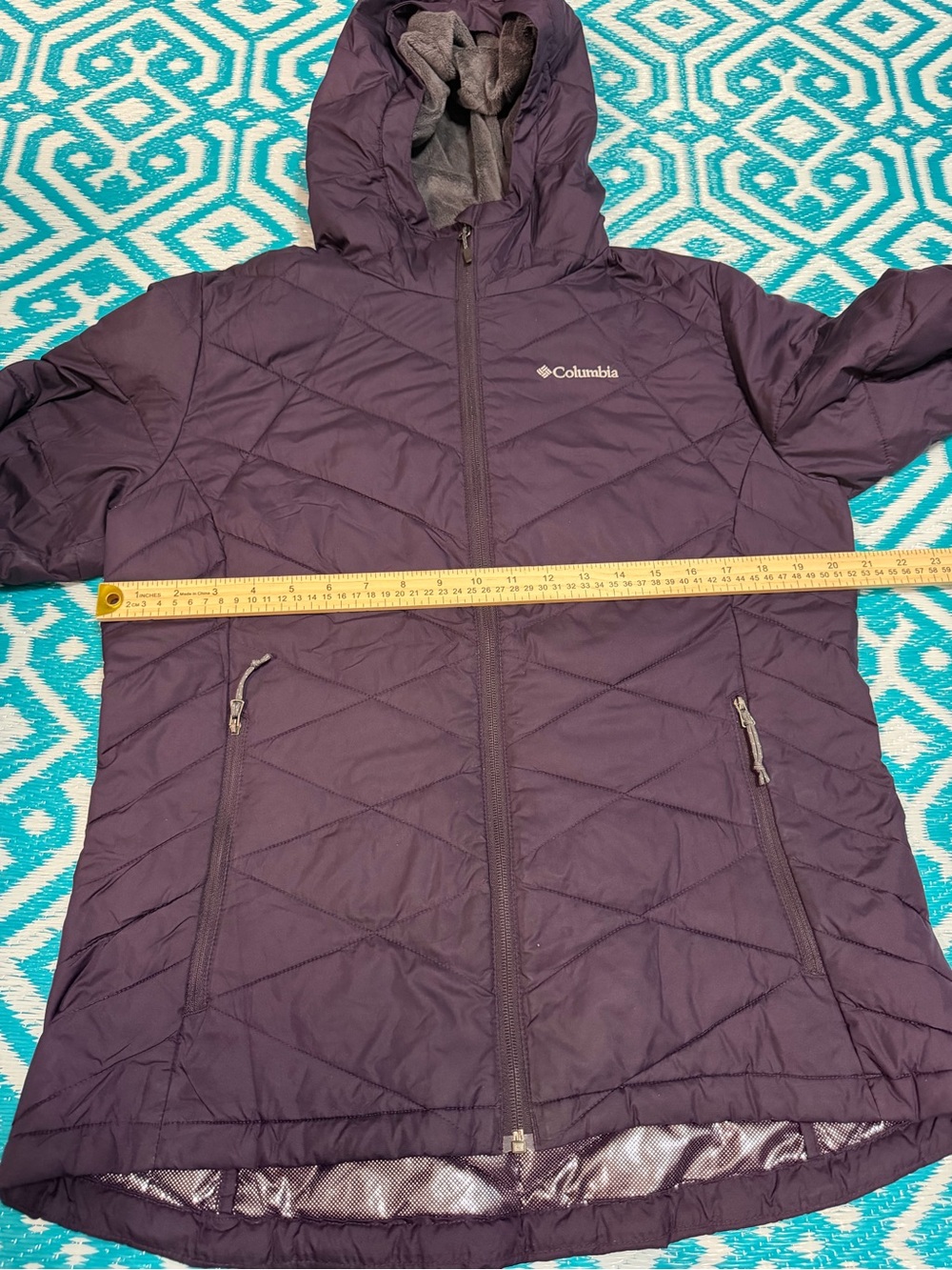 Columbia Women’s Omni-Heat Hooded Quilted Jacket Purple Lightweight - Picture 7 of 10